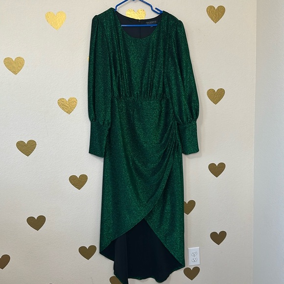 ELOQUII Green sparkle, maxi dress with wrapped skirt Size 18 EUC - Picture 1 of 4